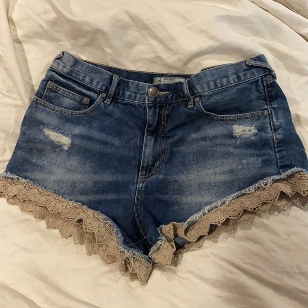 Free People Denim Shorts Lace-trimmed  size 29